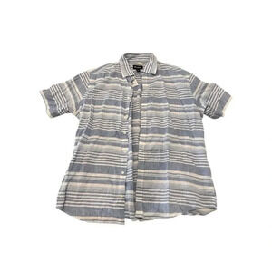 Jos. A. Bank Men's XL Blue Striped Short Sleeve Button-Up Shirt Casual